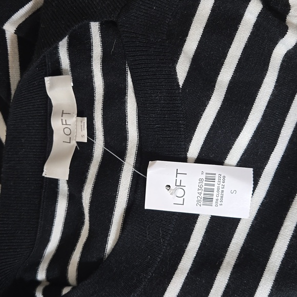 Loft Black & White Stripe Long Sleeve Knit Dress Small NWT - Picture 9 of 10